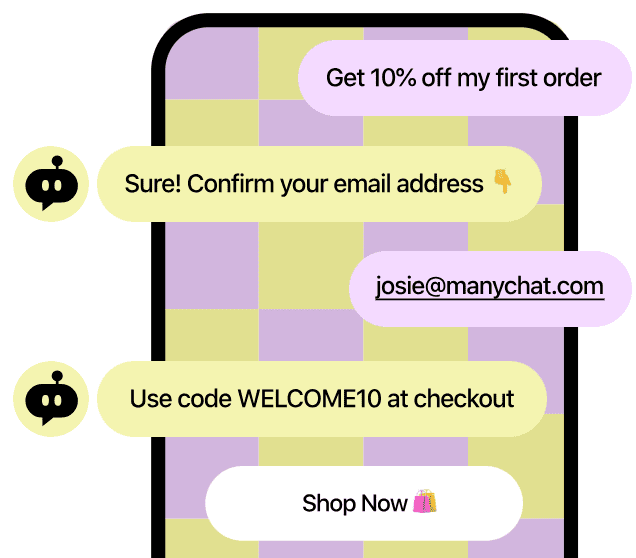 ManyChat DM automation conversation on phone